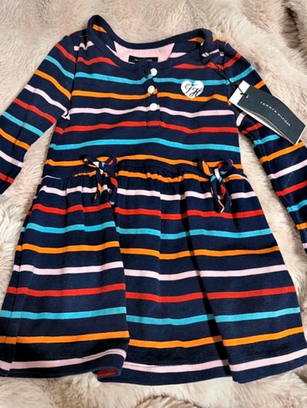 Tommy Hilfiger Multi-Stripe Long Sleeve Dress Girls 2T NWT